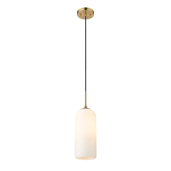 Z-Lite Monty 1 Light Pendant, Heritage Brass & Matte Opal 732P17-HBR - main